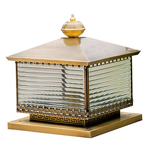 Yishelle Post Lights Creative Garden Column Headlight Outdoor Retro Wall Lamp Copper Beautiful Outdoor Retro Column Headlight (Color : Gold, Size : 40×40×45cm)