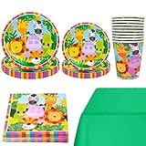 🐯【Exquisito y práctico】El juego de vajilla de animales de dibujos animados y plantas verdes especialmente diseñado es fácil de usar con otras decoraciones de fiesta de safari, y será el anfitrión de una fiesta de cumpleaños emocionante e inolvidable.