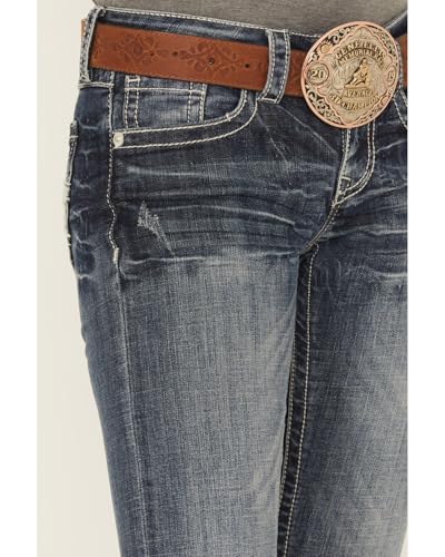 Stetson Women's 816 Fit White S Stitch Bootcut Jeans Denim 8 L2