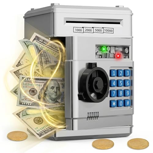 Image of Refasy Piggy Bank Cash Coin Can ATM Bank Electronic Coin Money Bank for Kids Age 3-12, Money Savings Box Mini ATM Coin Bank Toys Gifts for 3 4 5 6 7 8 9 10 11 12 Year Old Boys Girls