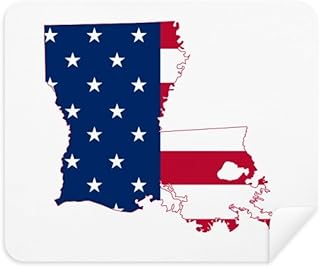 Louisiana USA Map Stars and Stripes Flag Cleaning Cloth Screen Cleaner 2pcs Suede Fabric