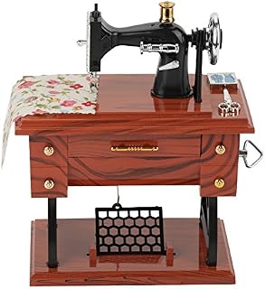 Sewing Music Box, Mini Retro Sewing Machine Clockwork Musical Box Tabletop Decoration for Kid Children Girls Women Birthday Christmas Gift