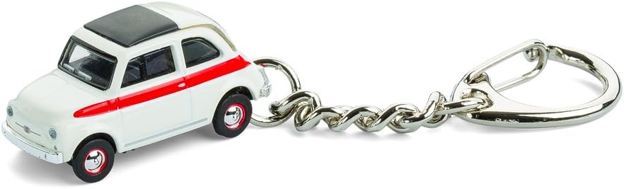 Keyring with model car for all car and classic automobile fans - cult car, Fiat 500 Sport, 1:87