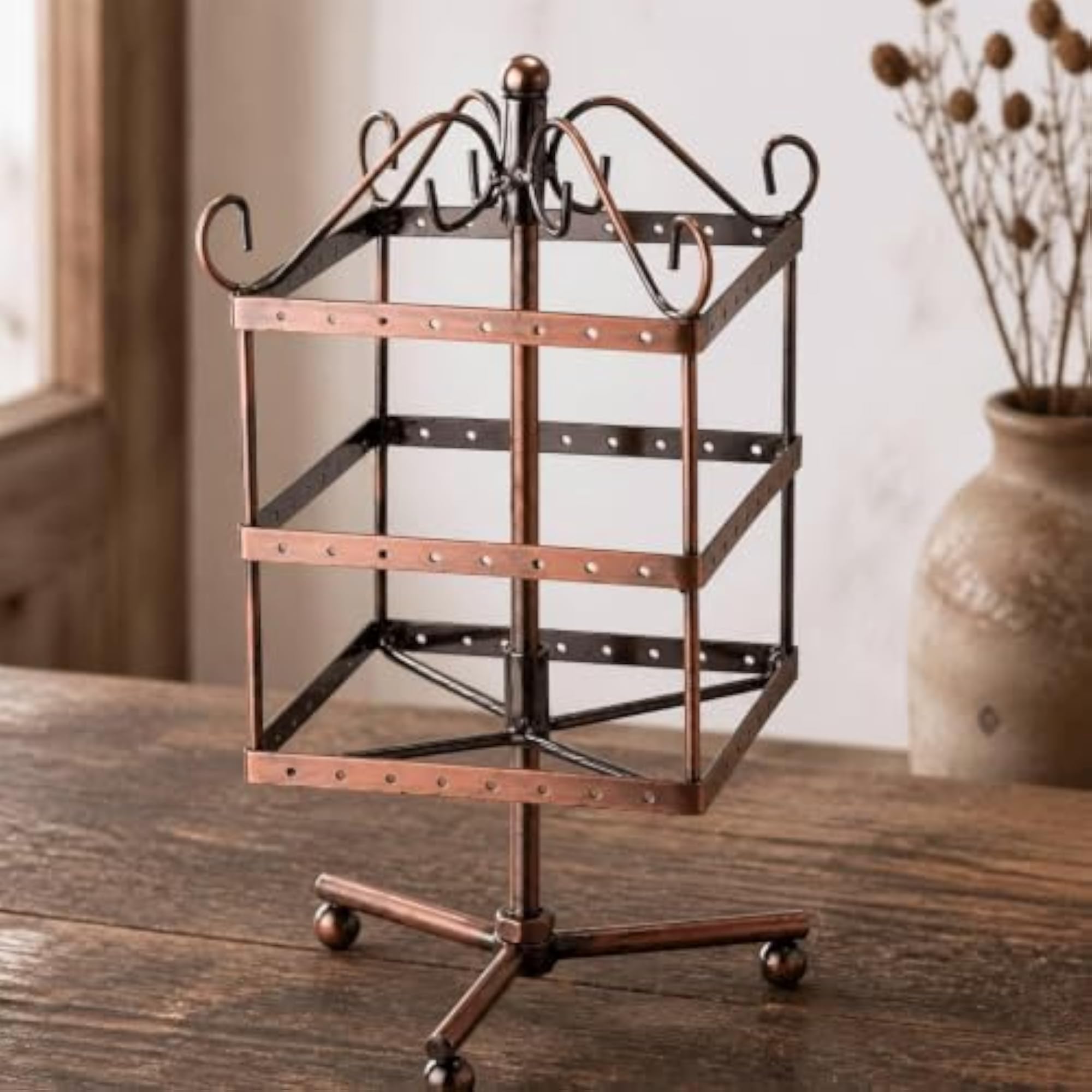 Metal Earring Display Stand with 96 Holes, White