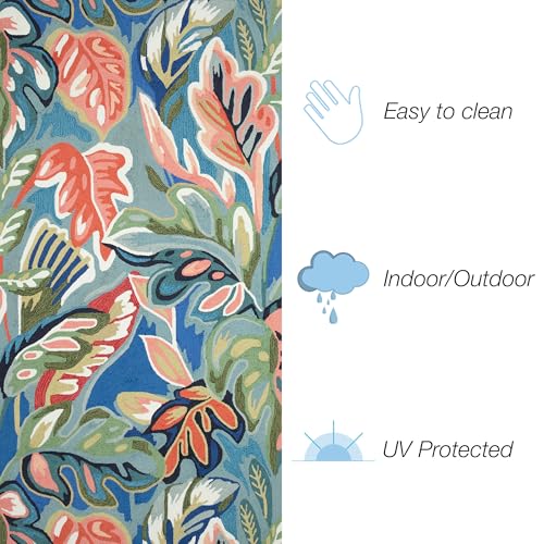 Liora-Manne-Capri-IndoorOutdoor-Handmade-Synthetic-Blend-Durable-Area-Rug-Contemporary-Geometric-Botanical-Floral-Colorful-On-Holiday-Aqua-2-x-5 Liora Manne Capri IndoorOutdoor Handmade Synthetic Blend Durable Area Rug Contemporary Geometric Botanical Floral Colorful On Holiday Aqua 2 x 5