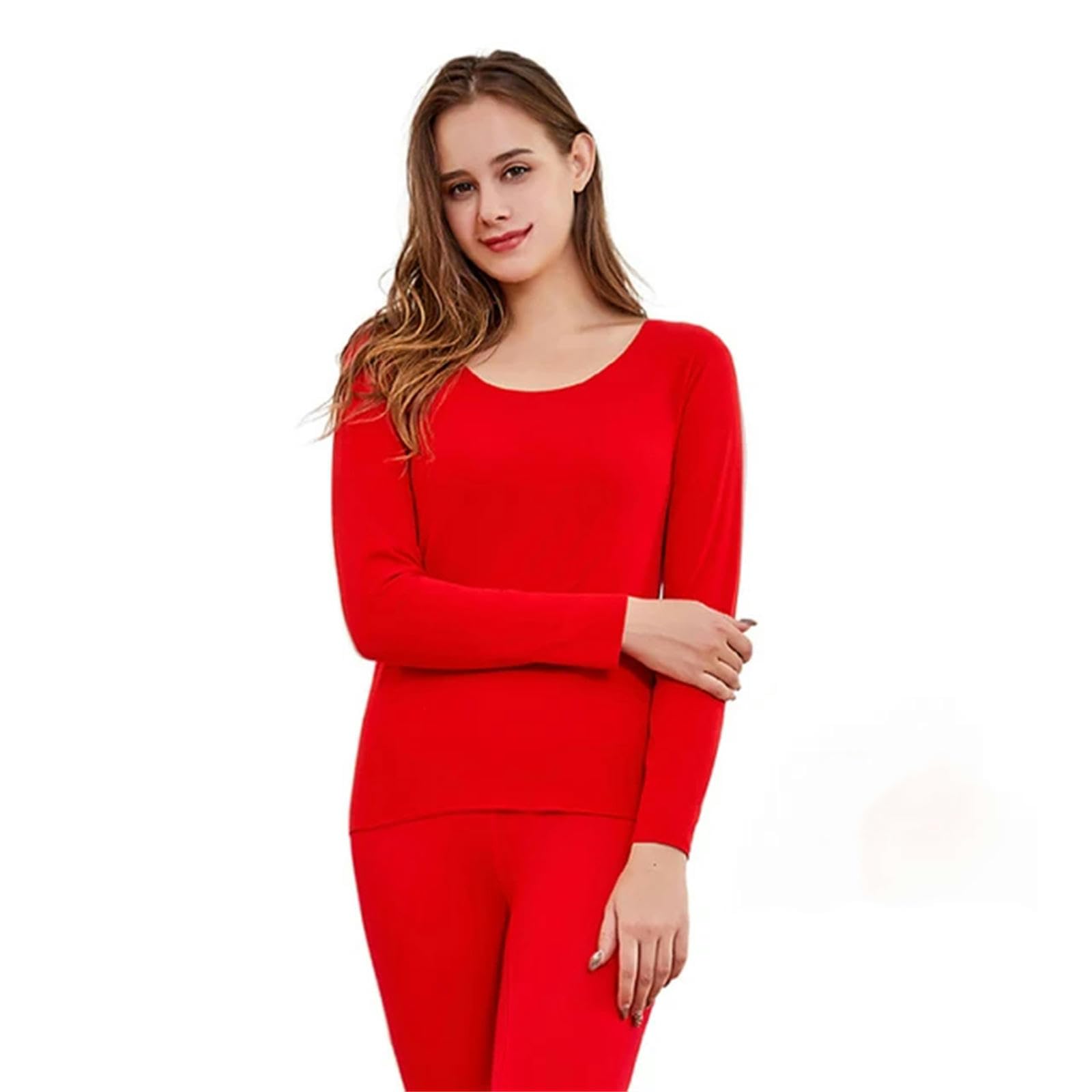 MdybF Thermounterwäsche Damen Frauen Thermische Unterwäsche Warme Nahtlose Tops Buttoms Winterset-Schwarzes Set-L 71-76 cm Taillenlinie