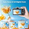 Macchina Fotografica Digitale con WiFi, 4K 64MP Autofocus Fotocamera Compatta, Digitale Camera con 16X Zoom 3" Flip 180° Videocamera con Scheda di Memoria Da 32GB per Principianti e Adolescenti