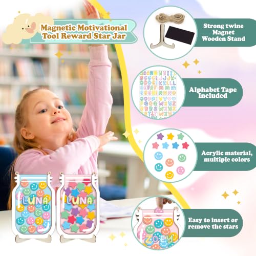 Image of 2 Pack 70 Tokens Reward Jar Magnetic for Kids Potty Training Toddlers Smiley Face Star Teacher Classroom Board Incentive Good Behavior Management Tools Back to School Boys Girls RWJ-CB2