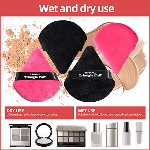 Bs-Mall Powder Puff Triangle Powder Puff Washable Reusable Bake Loose Powder Cosmetic Foundation Sponge Mineral Powder (A-Pinkblack) #TOP5