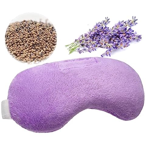 Umisleep Lavender Eye Mask, Aromatherapy Weighted Sleep Mask for Dry Eyes Men Women, Microwave Heated Hot Therapy Eye Cover Moist Compression Pain Relief, Eye Pillow for Puffy Eyes, Sinus Pain, Purple Cover