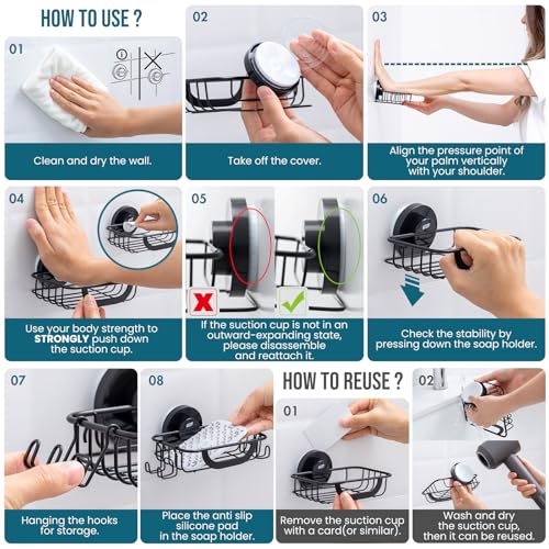 Image of TAILI Soap Dish, Bar Soap Holder Suction Cup, Stainless Steel Sponge Holder | with Pad, Soap Dish for Shower, Bathroom Bar soap holder Shower Wall, Stainless Steel Sponge Holder for Tub Kitchen