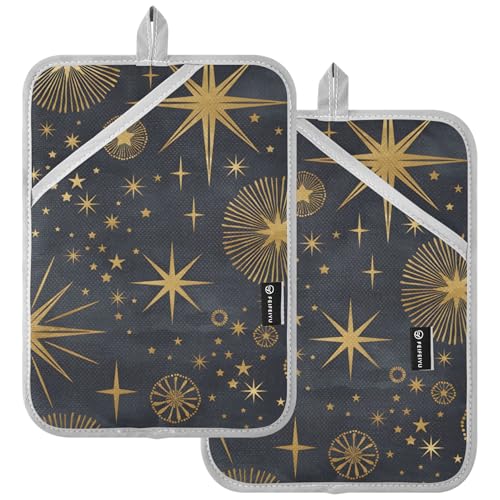 Starry Night - Soportes para ollas calientes, resistentes al calor, bonitas almohadillas florales para platos calientes para sartén caliente para encimera, juego de 2