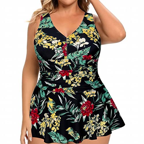 Genérico Traje De Baño Enterizo Bañador Estampado de Talla Grande para Mujer, Traje de baño de Primavera conservadora con Cerezas Trajes Baño Mujer (L)