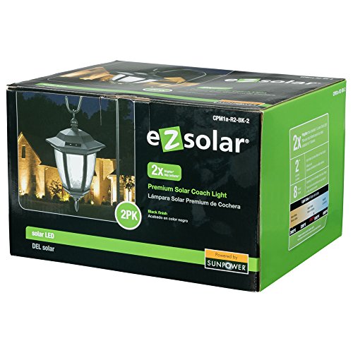 Ezsolar Dual Use Classic Coach Light (Set Of 2) Model #: Cpm1A-R2- Bk-2, Powered By Sunpower Solar Panels, Pathway Lights, Outdoor Lighting, 1 Aa Battery Included, 1 Year Warranty. #TOP7