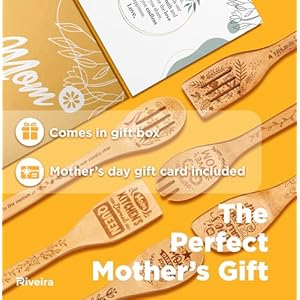 Riveria Modern 6pc Wooden Spoons For Cooking, Mothers Day Gifts for Mom – Mother's Day Gifts With Its Unique Design – Wooden Cooking Utensils, Mother Gifts – Premium Wooden Utensil Set Riveria Modern 6pc Wooden Spoons For Cooking Mothers Day Gifts for Mom–Mothers Day Gifts With Its Unique Design–Wooden Cooking Utensils Mother Gifts–Premium Wooden Utensil Set