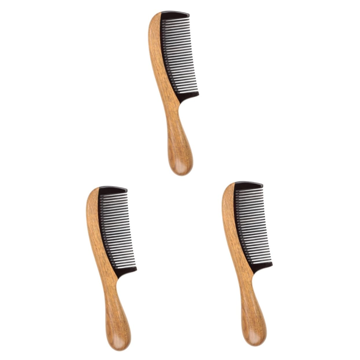 Didiseaon 3 Piezas peine de madera natural peine afro de madera hecho a mano con mango redondo burlas del cabello s antiestático dentado de cuerno grueso África Bambú