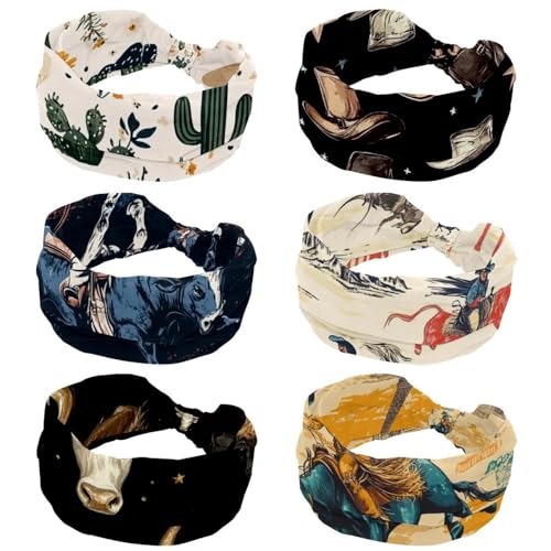 Bandeaux pour femmes lot de 6 style cowboy et cactus accessoires cheveux tendance