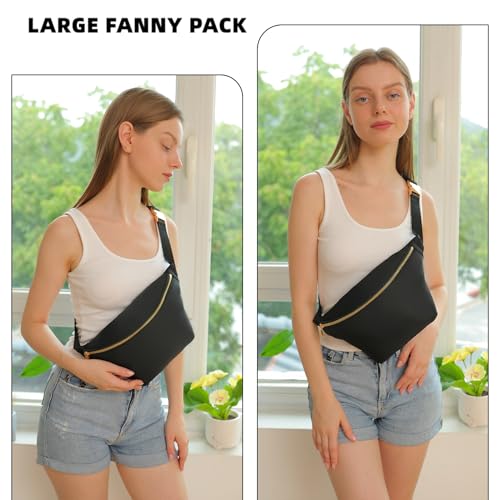 Large Waist Pack Bag Fanny Pack Bag Nylon Belt Bag for Men & Women Fashion Cross Body Bag Black Belt Pack (Black)… - Image 3
