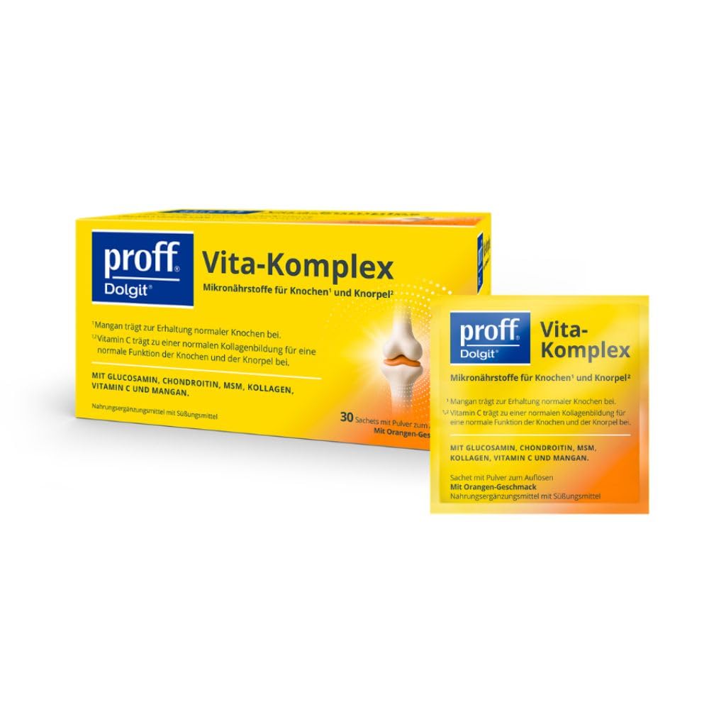 Proff Dolgit Vita-Komplex Pulver für Knochen und Knorpel mit Orangen-Geschmack, 30 St. Beutel