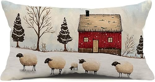 Miniatura 8 de Funda de almohada de Navidad de 12 x 20 pulgadas, diseño de rayas grises, funda de almohada de Papá Noel, cojín de Navidad para decoración de Navidad
