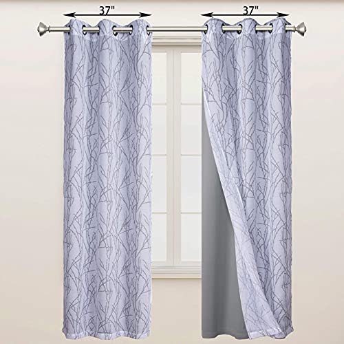 Bonzer Mix And Match Curtains - 2 Pieces Branch Print Sheer Curtains And 2 Pieces Blackout Curtains For Bedroom Living Room Grommet Window Drapes, 37X84 Inch/Panel, Light Grey, Set Of 4 Panels #TOP6