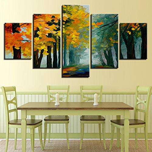 Impression sur toile 5 pièces arbres - Tableau mural salon moderne - 3