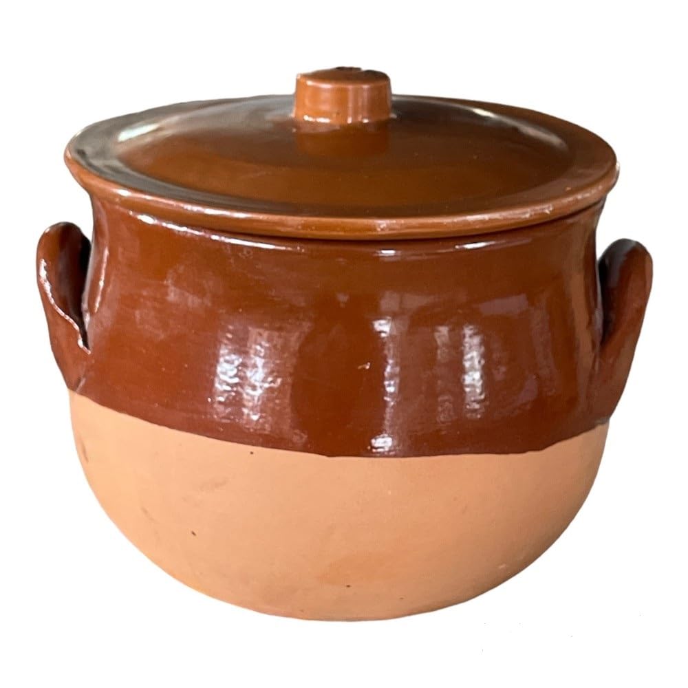 Pentola in terracotta semilucida con coperchio cm. 28