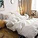 M&Meagle 3 Pieces White Duvet Cover Queen,100% Washed Cotton Duvet Cover with Button Closure,Ultra Soft Natural Cotton Bedding Set-Queen Size(1 Duvet Cover 2 Pillowcases)