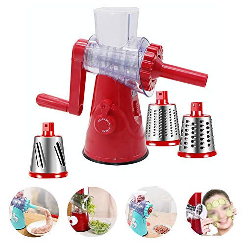 UUMFP picadora de Carne Manual, Maquina de embutir chorizos, ralladores de molienda rápida de Cocina, cortadora de Alimentos Vegetales, trituradora de enemas para Carne de Res, Cerdo, Pollo (Rojo)