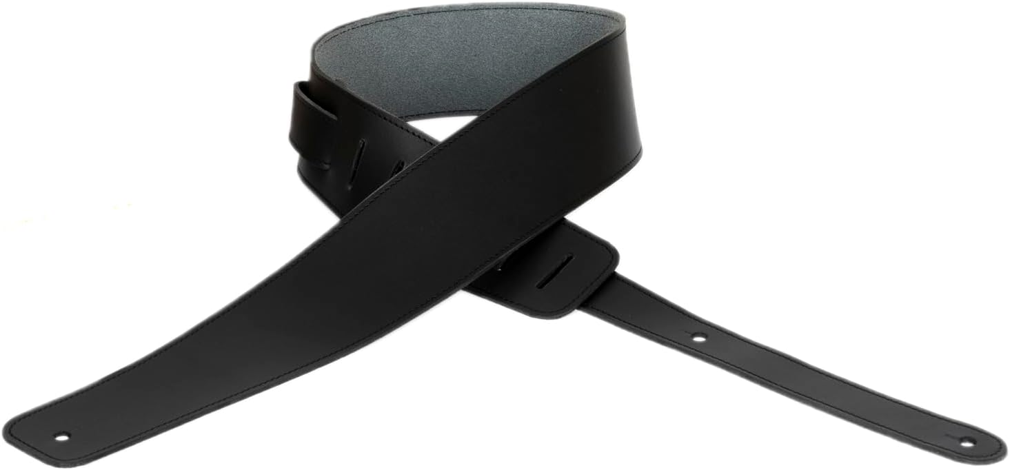 GUITAR STRAP Classsic Natural leather Adjustable length for Acoustic, Electric, Bass Guitars. Gift for Guitar Player. Release shoulder and neck tension (Black)