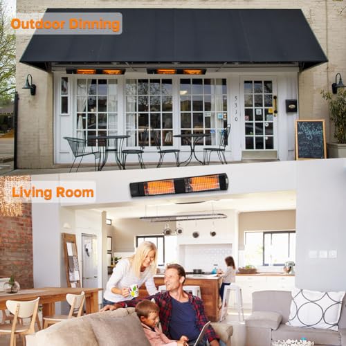 ThermoMate Infrared Electric Patio Heater, 3000W Carbon Fiber Heating for Outdoor/Indoor, Porch, Deck, Garage with Remote 24 Hours Timer, Hard Wired 240V - Image 5