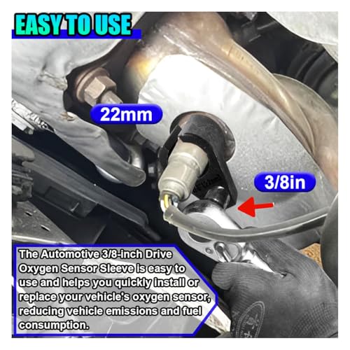 ZIMISI Offset Oxygen Sensor Socket, Universal 3/8\" Drive 7/8\" 22mm Wrench, Sensor Socket with Wire Gate Protect Wire from Damage, Car Oxygen Sensor Removal Tool for Most Vehicles (1PC) - Thumbnail 6