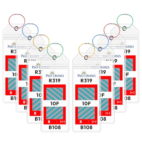 8-Pack P&O Cruise Luggage Tag Holder Waterproof Clear Tags 2025-2026 for P&O All Cruise Lines Durable Cruise Ship Essentials with Steel Loops & Zip Sea