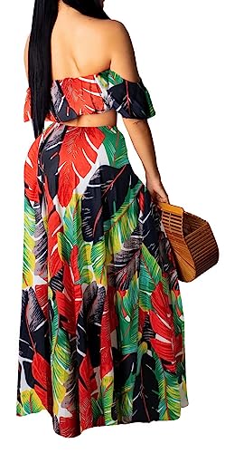 Image of Sexy Two Piece Sets for Women Vacation Elegant Sleeveless Top Long Split Maxi Dress Beach Swimwear