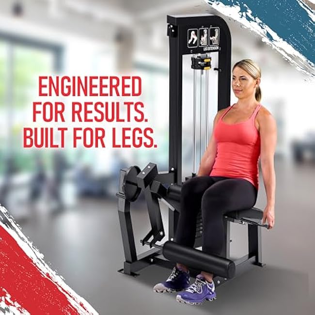 Leg Extension Machine with 180 lb Weight Stack ¨C Heavy-Duty Commercial Grade Lower Body Home Gym Equipment ¨C Adjustable for Comfort ¨C Strengthens Quads, Builds Knee Stability & Muscle Tone