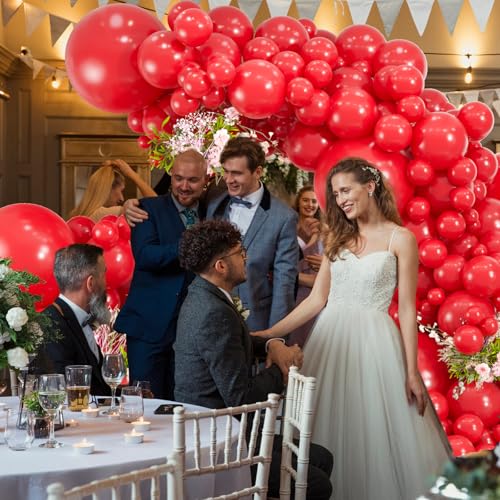 Image of 114pcs Red Balloons Different Sizes, 18 12 10 5 inch Red Latex Balloons Garland Arch Kit for Graduation Birthday Wedding Valentine's Day Christmas Party Decor