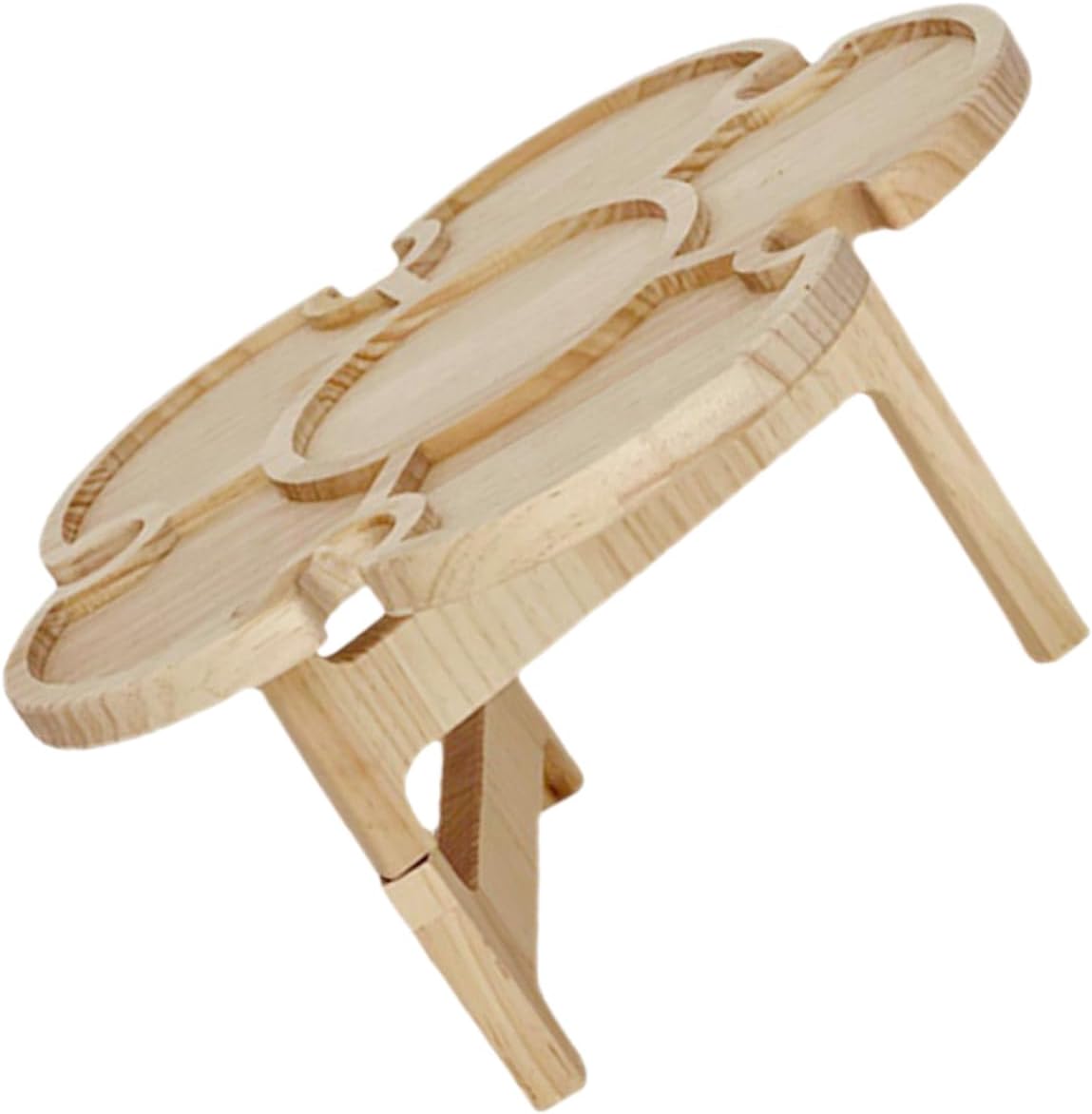 Outdoor Folding Picnic Wine Desk Portable Wooden Camping Table for Beach Picnic and Outdoor Gatherings Flower-Shaped Design Diameter Easy to Carry