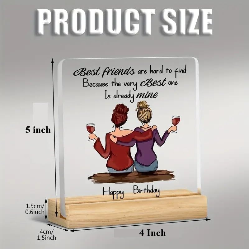 Image of Bs amor Best Friend Birthday Gift Acrylic Plaque Incredible Gifts India Personalized Wooden Happy Birthday best friend For Her Women 5x4 inch