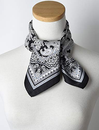 Corciova 4331308521 Paisley White Black Western Neck Scarf Men Neckerchief 21X21 Women Silk Hair Scarf Ladies Short Bandana Purse Scarf thumb #2