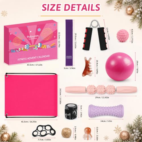 Fitness Advent Calendar 2026 for Women Pilates Christmas Countdown Calendar | Advent Calendar for Adult with Resistance Band,Massage Ball,Yoga Ball,Jump Rope - image 5