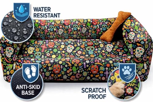 Image of SITSNOOZE XXL Dog Bed (30 to 45kg) for Doberman, Great Dane, Mastiff - Heavy Duty Orthopedic Pet Mattress, Waterproof Washable Big Sofa Lounger, Non-Slip Calming Cushion (Print 5, XXL)