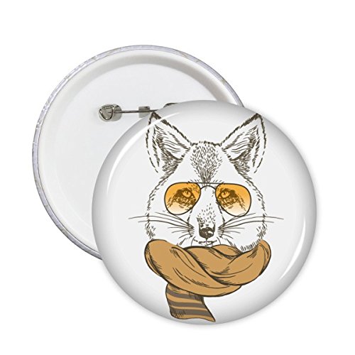 Badge Loup avec lunettes et écharpe broche ronde 5Pcs S