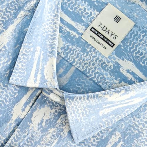 Image of 7-DAYS Men's Premium Printed Shirt - 100% Cotton, Regular Fit, Full Sleeve, with Pocket - Versatile for Formal Occasions and Casual Wear