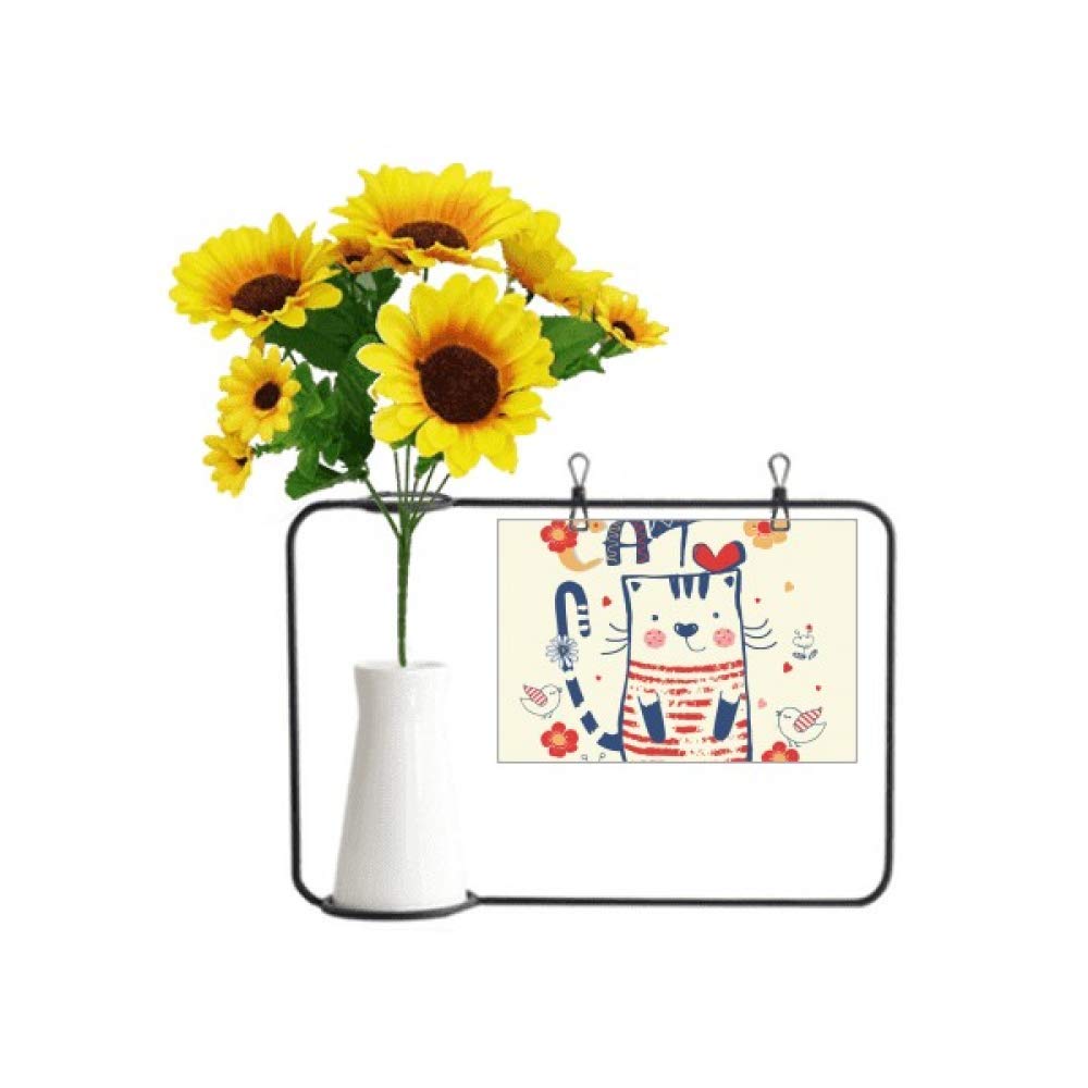Carte de bénédiction chat oiseau tournesol artificiel idée cadeau original