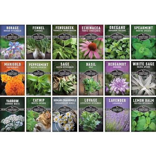 Medicinal Herb Seeds for Planting | 18 Seed Variety Pack of Heirloom, Non-GMO Herbs – Herbal Teas, Tinctures & Home Apothecary Garden Kit – Survival Garden Seeds