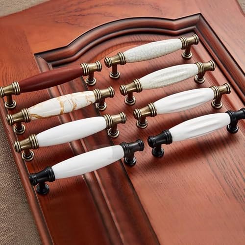Boutons de tiroir vintage en céramique 96mm style A pour cuisine et armoire ancienne x2 - 7