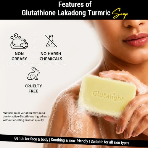 Image of Glutalight Glutathione Lakadong Turmeric Soap - Korean Skincare, Pack of 3