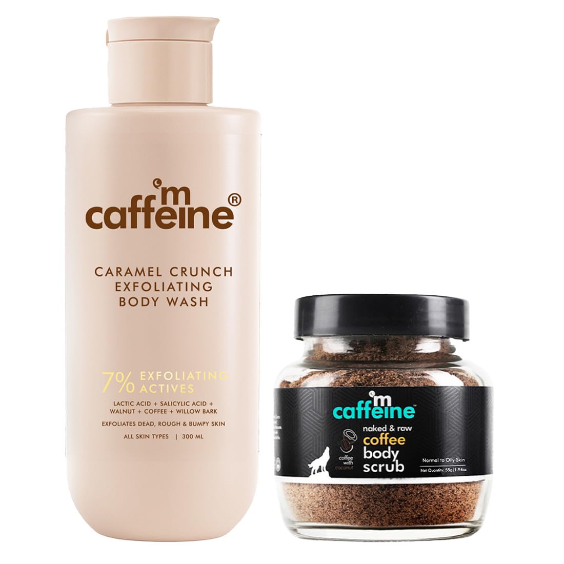 mCaffeine Deep Exfoliation Body Combo | Exfoliating Coffee Body Scrub Powder Jar for Tan Removal & Soft-Smooth Skin | 7% Exfoliating Body Wash | Reduces Body Acne & Ingrown Hair-image-21