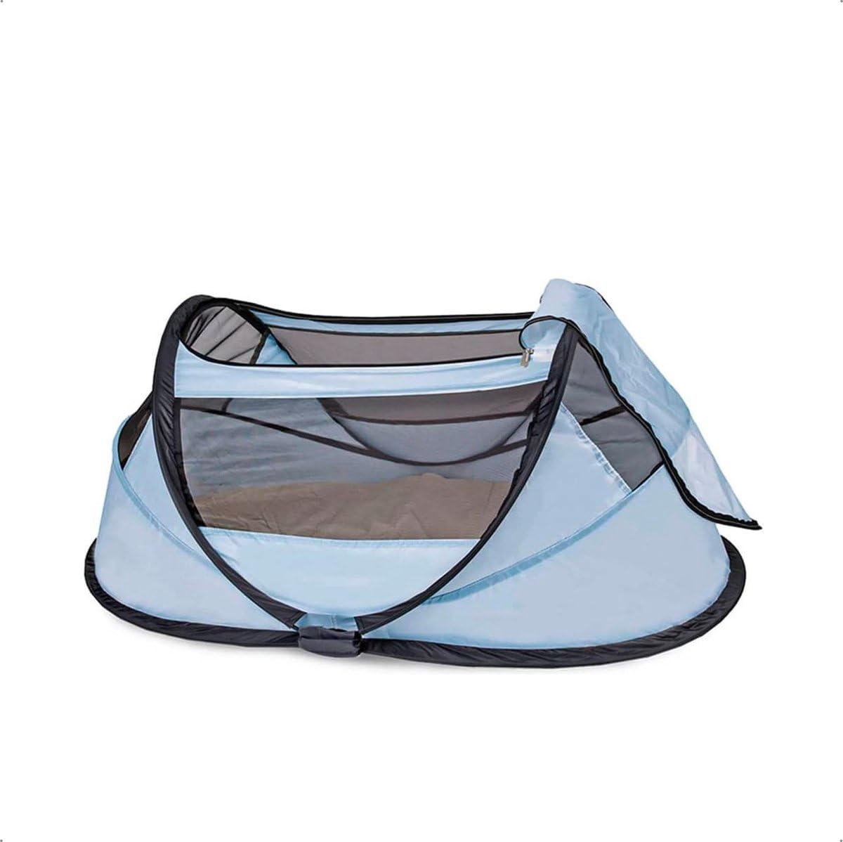 Deryan Travel Cot Cuna de Viaje - BabyBox - Pop up - Ligera, compacta y Plegable - Se despliega en Solo 2 Segundos - con mosquitera y Bolsa de Transporte - Azul