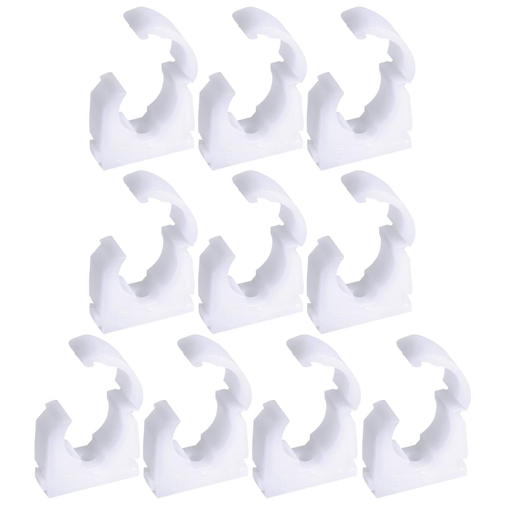 Pipe Clips 15mm x 10 Pcs - (5/8 inch) Single Hinged White Plastic Pipe Clips Suitable for Copper Pipe, Pushfit Pipe, PVC Pipe - Pipe Fitting Clamps - Concept4u